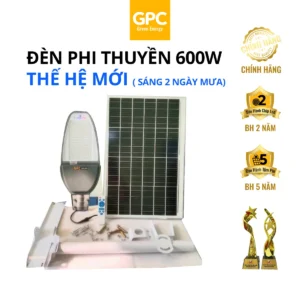 Đèn Công Trình Phi Thuyền Thế Hệ Mới NLMT, Ánh Sáng Trắng [600W] GPC Solar PTCT600GPC